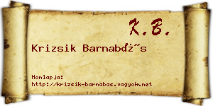 Krizsik Barnabás névjegykártya