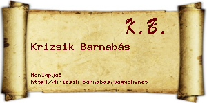 Krizsik Barnabás névjegykártya